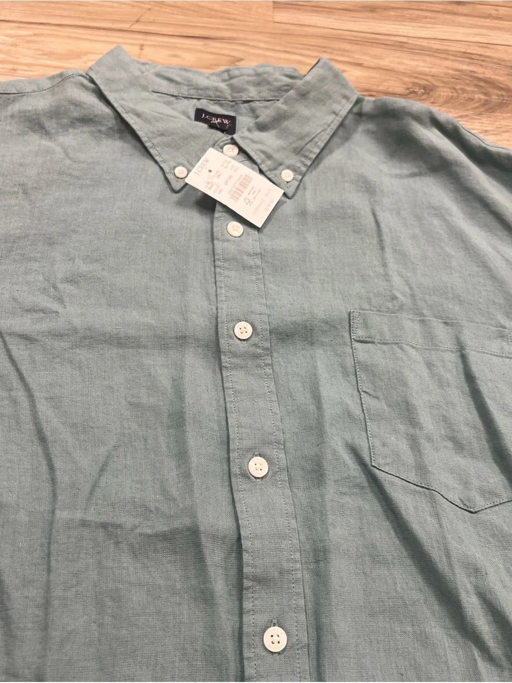 J.Crew Classic Linen Blend Oxford Button Down Shirt Green Men’s 2XL AL179 $110